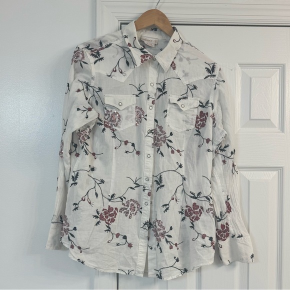 Ariat White Floral Pear Button Shirt XL - Picture 1 of 4